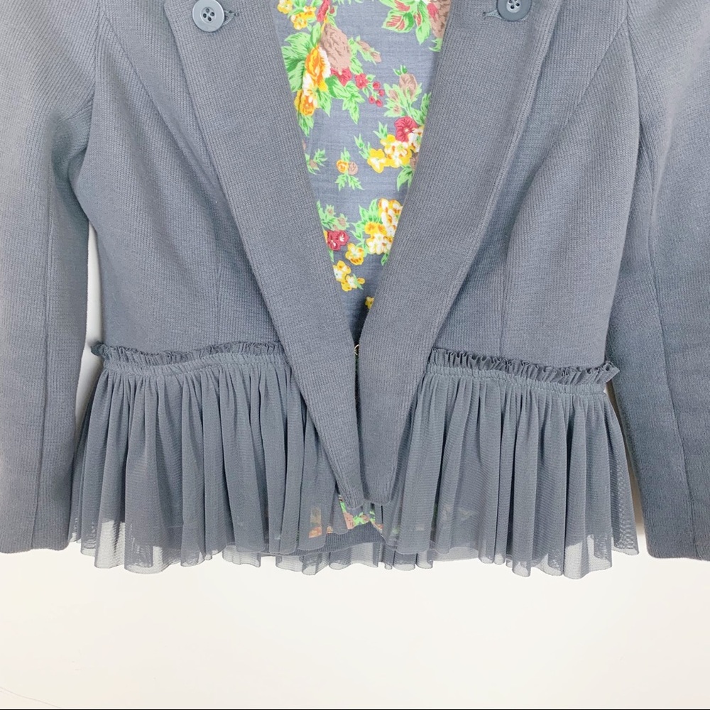 Free People Cropped Ruffle Corset Jacket Size 4 - Picture 5 of 8